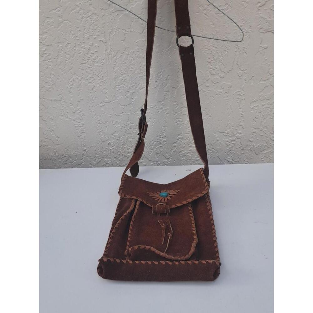 Native American Western Crossbody Handbag Suede Leather Bag Purse Fringe Beaded